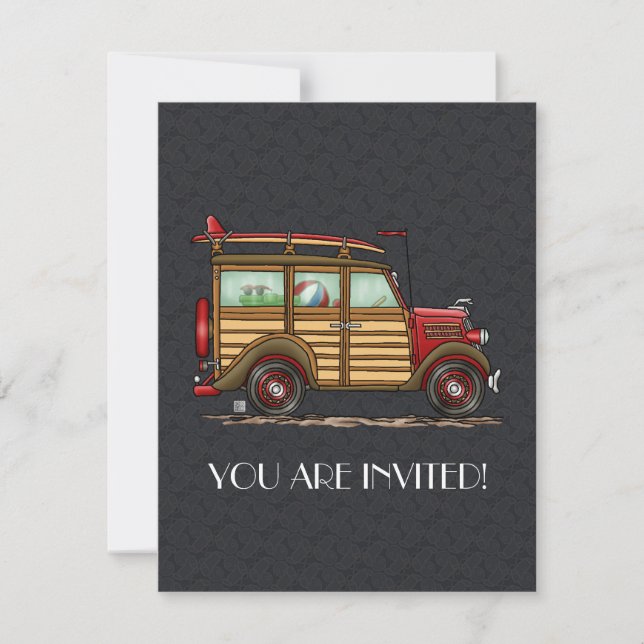 Cute Surfing Woody Invitation (Front)