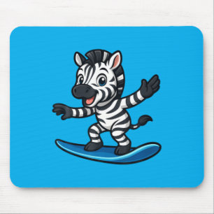 Cute Surfing Zebra Funny Animal Beach Summer Vibes Mouse Pad