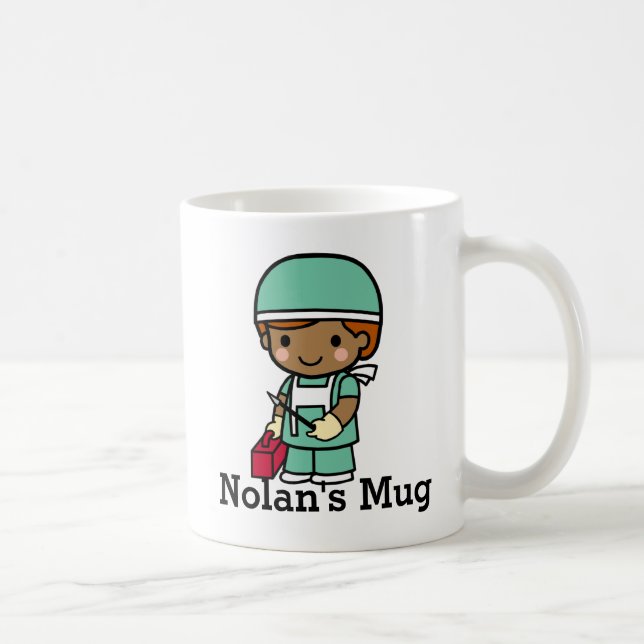 Cute Surgeon in Scrubs with Scalpel Coffee Mug (Right)