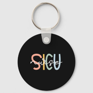 Cute Surgical Icu Nurse Sicu Team Co. Women's Blac Key Ring