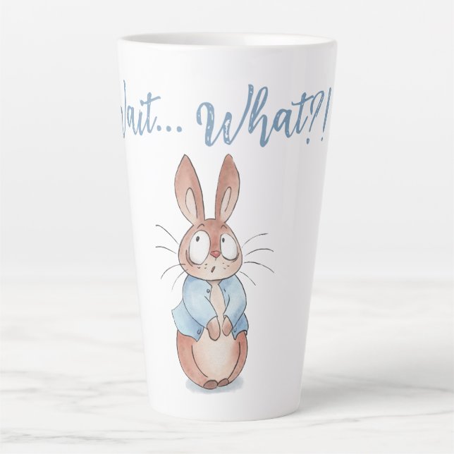 Cute Surprised Bunny Baby • Funny “Wait… What?!”  Latte Mug (Front)