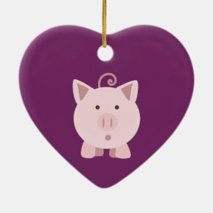 Cute Surprised Pig Ceramic Tree Decoration