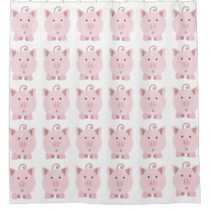 Cute Surprised Pink Pig pattern Shower Curtain