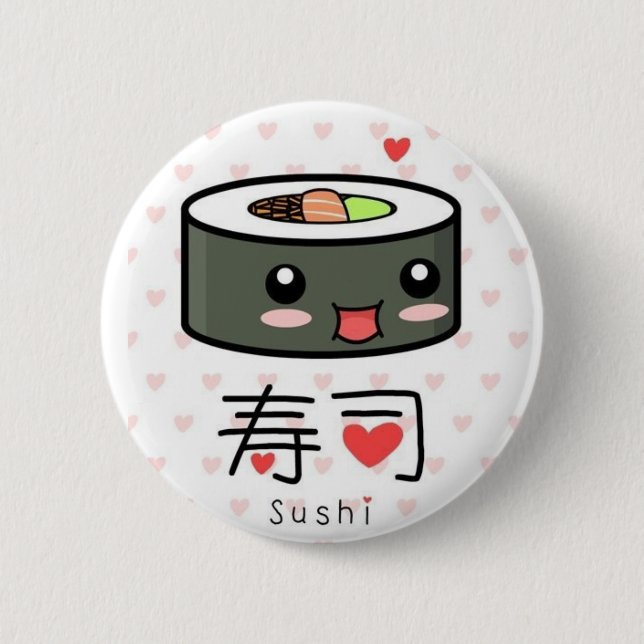 Cute Sushi 6 Cm Round Badge (Front)