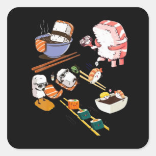Cute Sushi Anime Kawaii Otaku Manga Set Japanese F Square Sticker