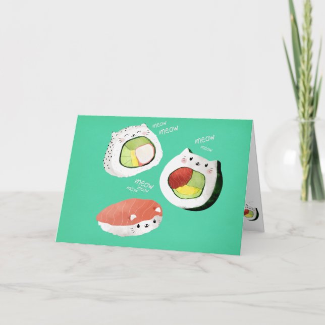 Cute Sushi Cat Card (Front)