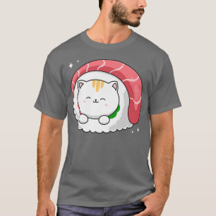 Cute Sushi Cat Kawaii Anime Neko Animal Pet Japan T-Shirt