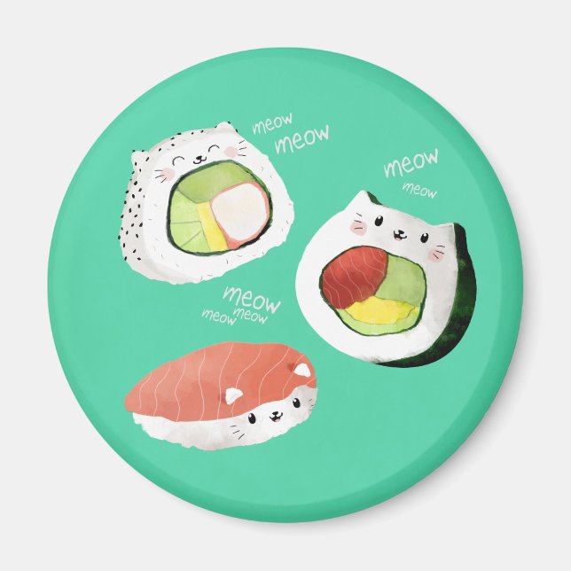 Cute Sushi Cat Magnet (Front)
