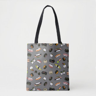 Cute Sushi Characters | Kawaii Sushi Patterned Tote Bag