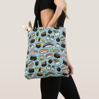Cute Sushi Characters | Kawaii Sushi Patterned Tote Bag