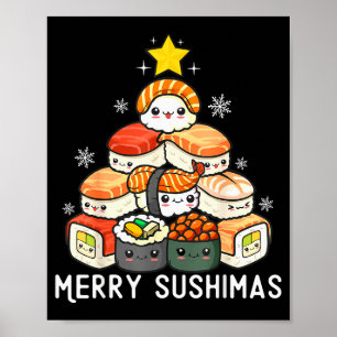Cute Sushi Christmas Tree Fast For Food Lover Men  Poster