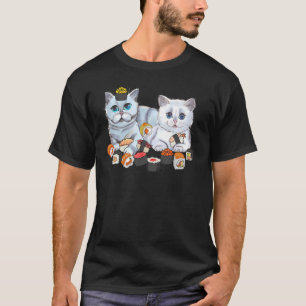 Cute Sushi Eating Cat Animal Pet Japan Food Art T-Shirt