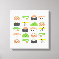 Cute Sushi Illustration variety Kawaii style