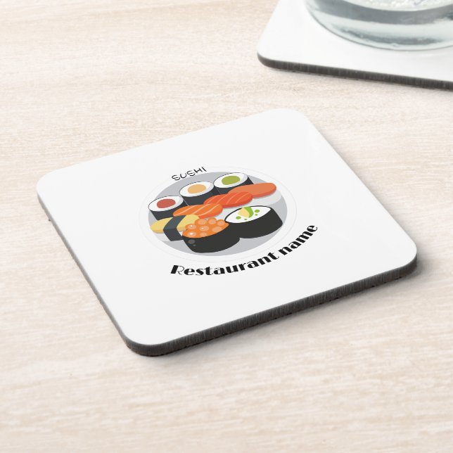 Cute Sushi Japan food gradient Personalized Name Coaster (Left Side)