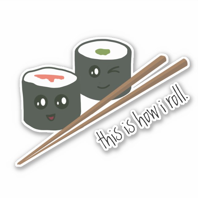 Cute Sushi Kawaii Character Laptop Sticker (Front)