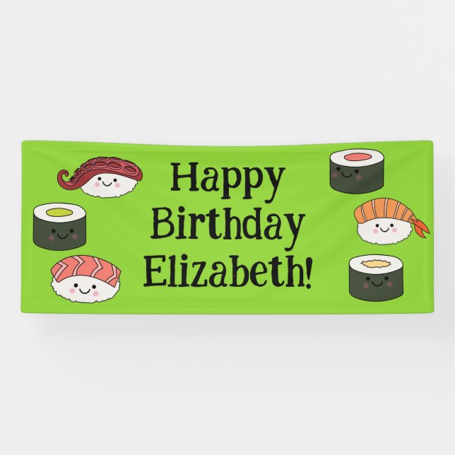 Cute Sushi Kids 1st Birthday Party Banner (Horizontal)