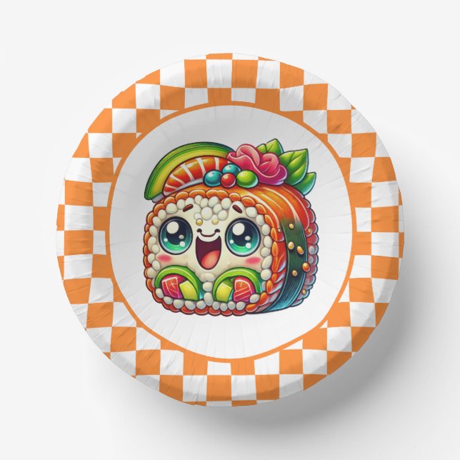 Cute sushi lovers party  paper plate (Front)