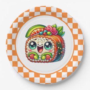 Cute sushi lovers party  paper plate