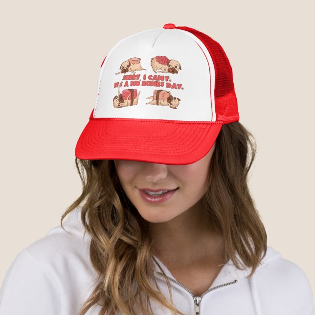Cute Sushi Pug - No Bones Day  Trucker Hat (In Situ)