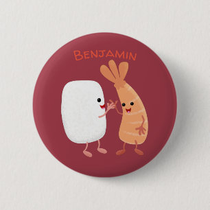 Cute sushi rice prawn friends cartoon 6 cm round badge