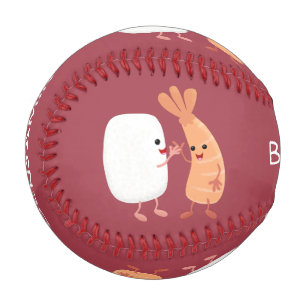 Cute sushi rice prawn friends cartoon baseball