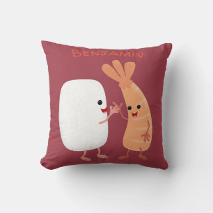 Cute sushi rice prawn friends cartoon cushion