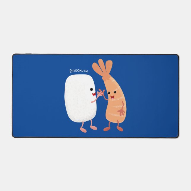 Cute sushi rice prawn friends cartoon desk mat (Front)