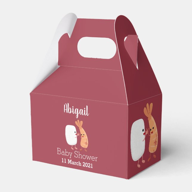 Cute sushi rice prawn friends cartoon favour box (Front Side)