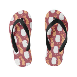 Cute sushi rice prawn friends cartoon kid's jandals