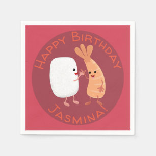 Cute sushi rice prawn friends cartoon napkin