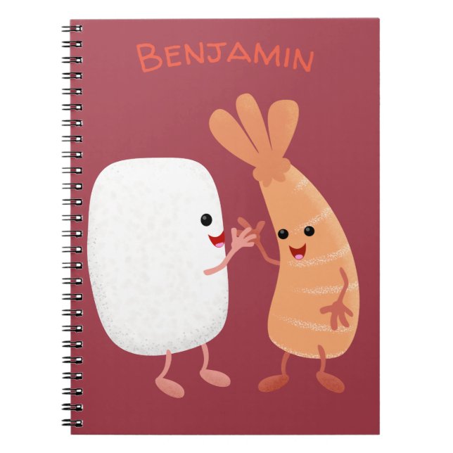 Cute sushi rice prawn friends cartoon notebook (Front)