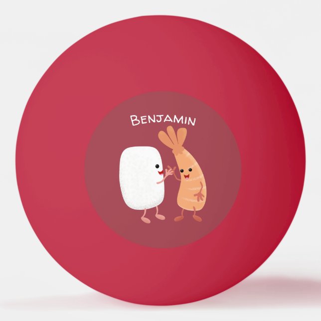 Cute sushi rice prawn friends cartoon ping pong ball (Front)