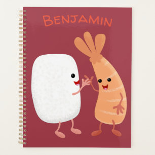Cute sushi rice prawn friends cartoon planner