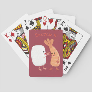 Cute sushi rice prawn friends cartoon playing cards