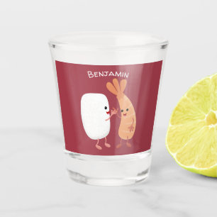 Cute sushi rice prawn friends cartoon  shot glass