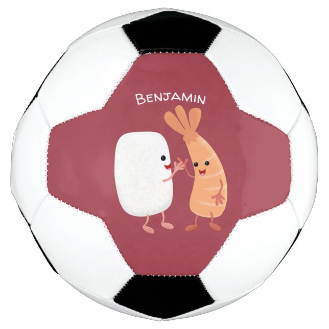 Cute sushi rice prawn friends cartoon soccer ball (Front)