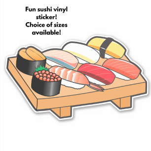 Cute Sushi Tray Custom-Cut Vinyl Sticker