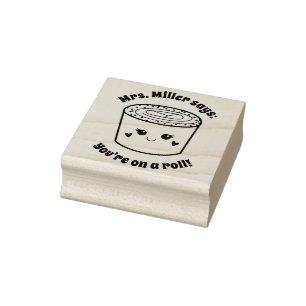 Cute Sushi You're on a roll Teacher Reward  Rubber Stamp