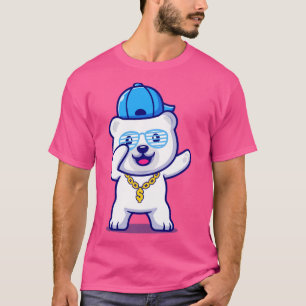 Cute Swag Polar Bear With Hat And gold chain neckl T-Shirt