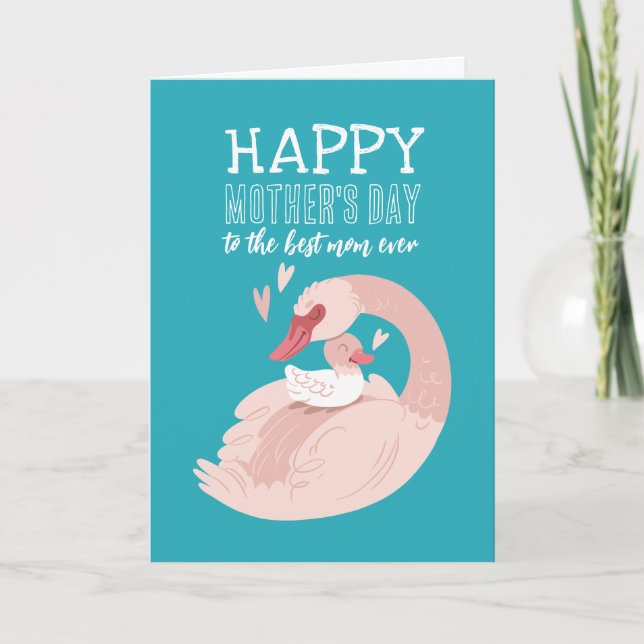 Cute Swan Animal Cartoon Happy Mother's Day Card (Front)