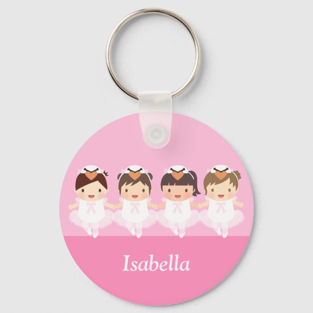 Cute Swan Ballet Ballerina For Girls Key Ring (Front)