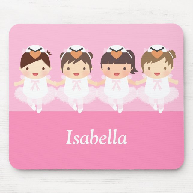 Cute Swan Ballet Ballerina For Girls Mouse Pad (Front)