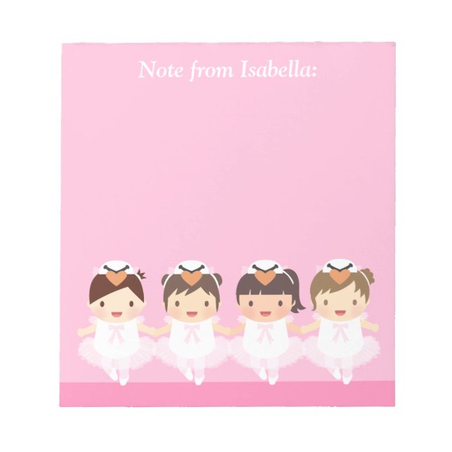 Cute Swan Ballet Ballerina For Girls Notepad (Front)