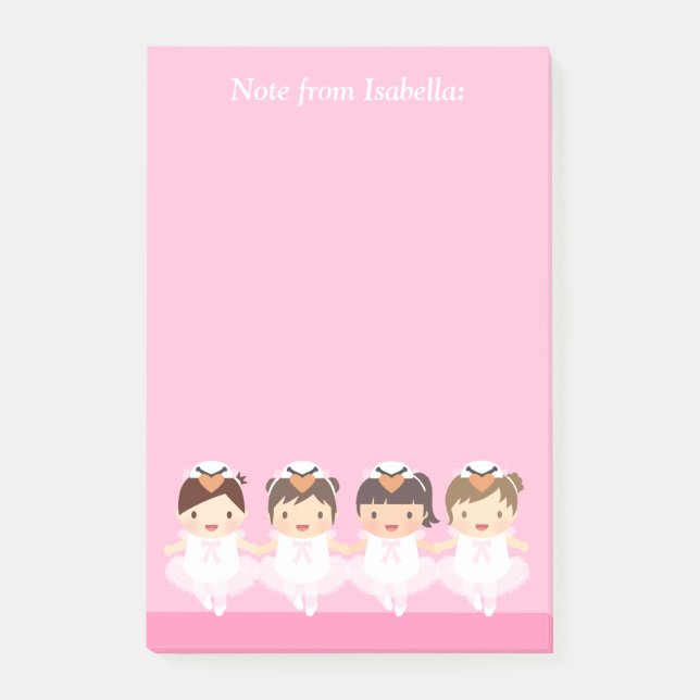 Cute Swan Ballet Ballerina For Girls Post-it Notes (Front)