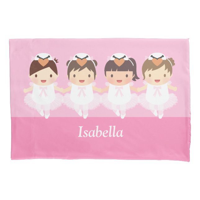 Cute Swan Ballet Ballerina Girls Room Decor Pillowcase (Front)