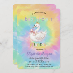 Cute Swan Crown Bow Tie Dye Baby Shower  Invitation