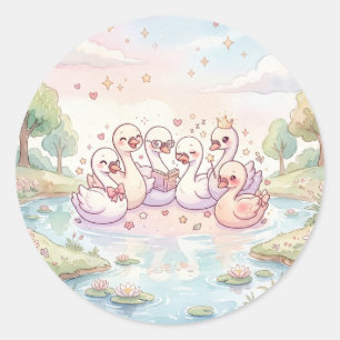 Cute Swan Family Storytime Sticker