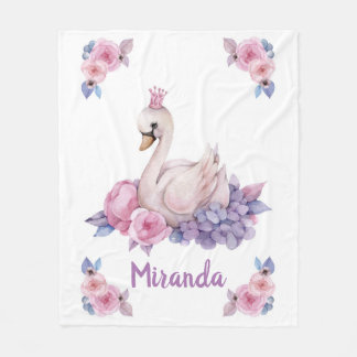Cute swan fleece blanket