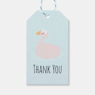 Cute Swan Girls Pink Birthday Thank You  Gift Tags