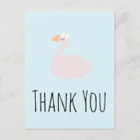 Cute Swan Girls Pink Birthday Thank You